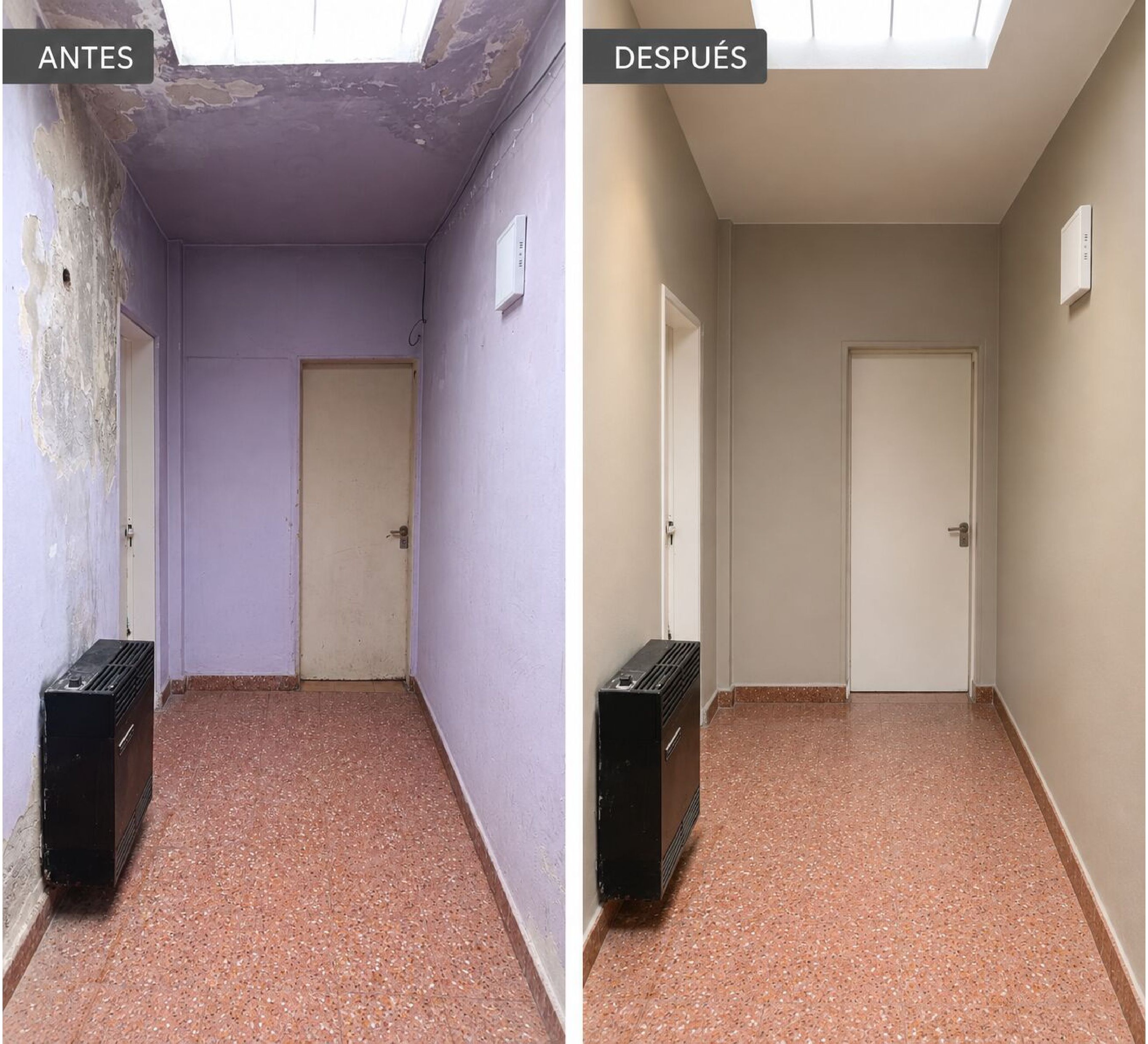 Antes y Después - Renovación de Pasillo Interior